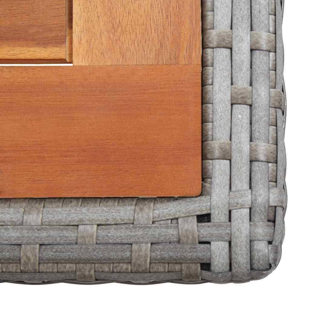 Anthracite Poly Rattan and Solid Acacia Wood Garden Table A4701
