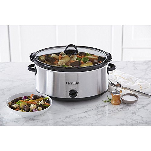 7 Quart Oval Manual Slow Cooker, Stainless Steel P887375