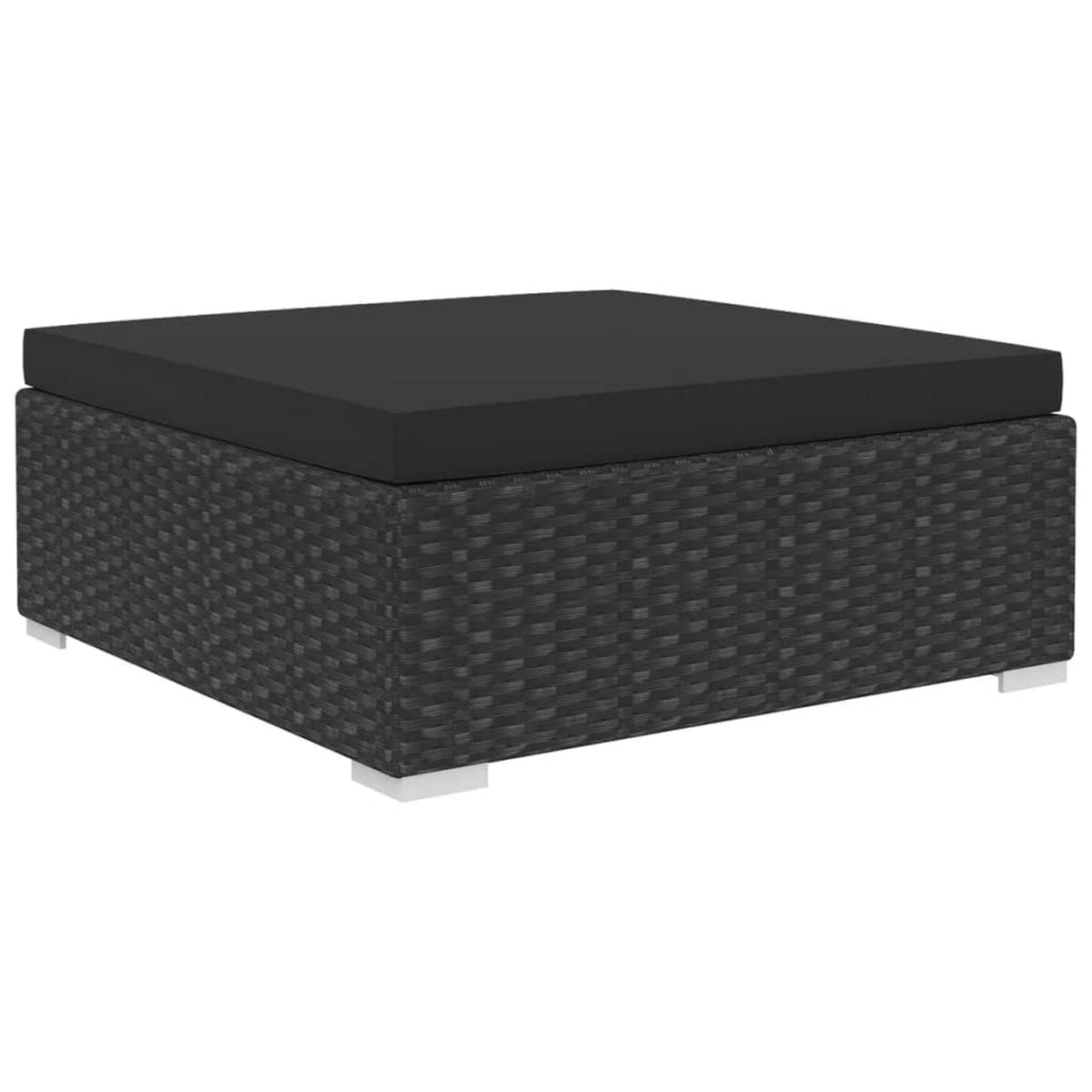 5 Piece Black Poly Rattan Outdoor Conversation Sofa Set with Tea Table and Ottoman Y7559