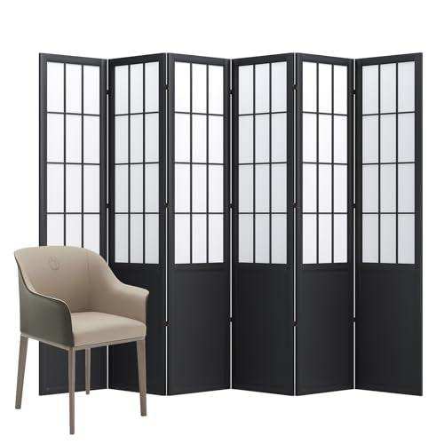 66.9Inch Tall Folding Wood Screen (4Panels, Black) Y170224