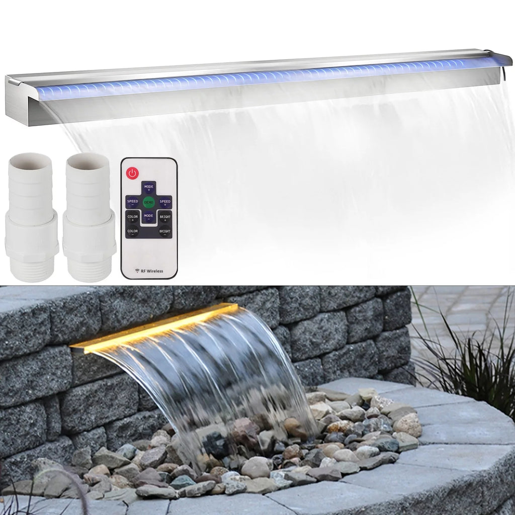 Stainless Steel Pool Waterfall with LED Strip Light P607063