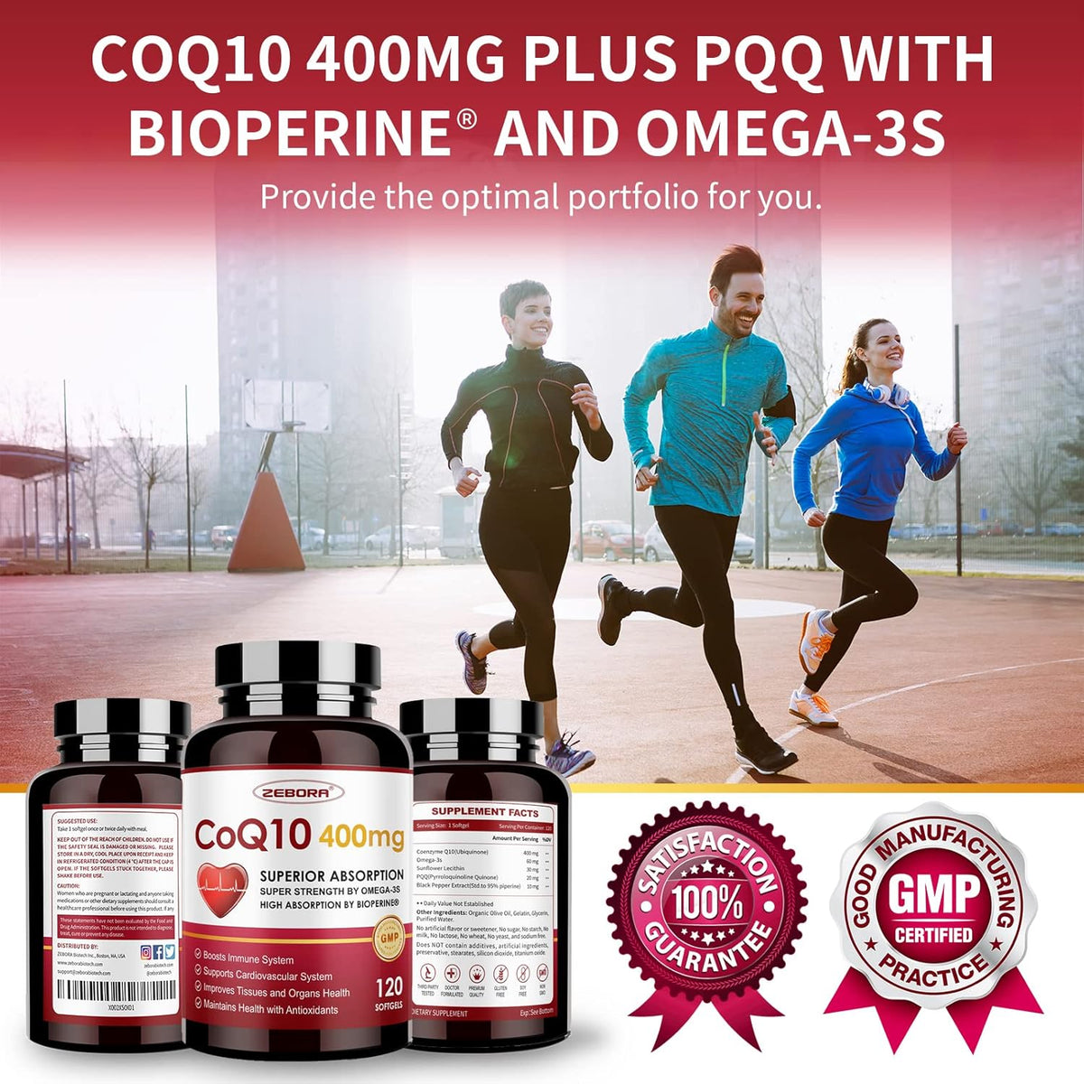 CoQ10 400mg Softgels with PQQ, BioPerine & Omega-3, 120 Servings W259
