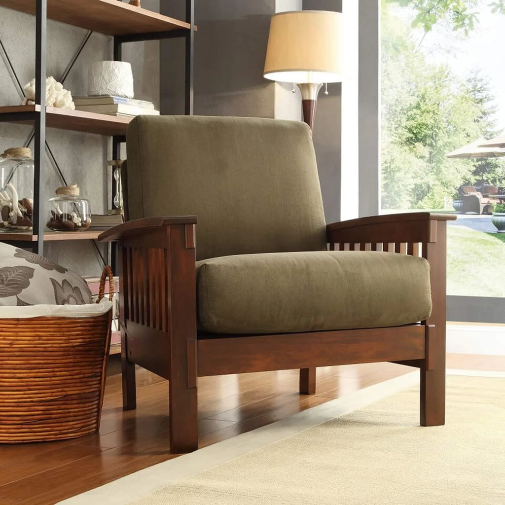 Olive Microfiber Mission Chair M866