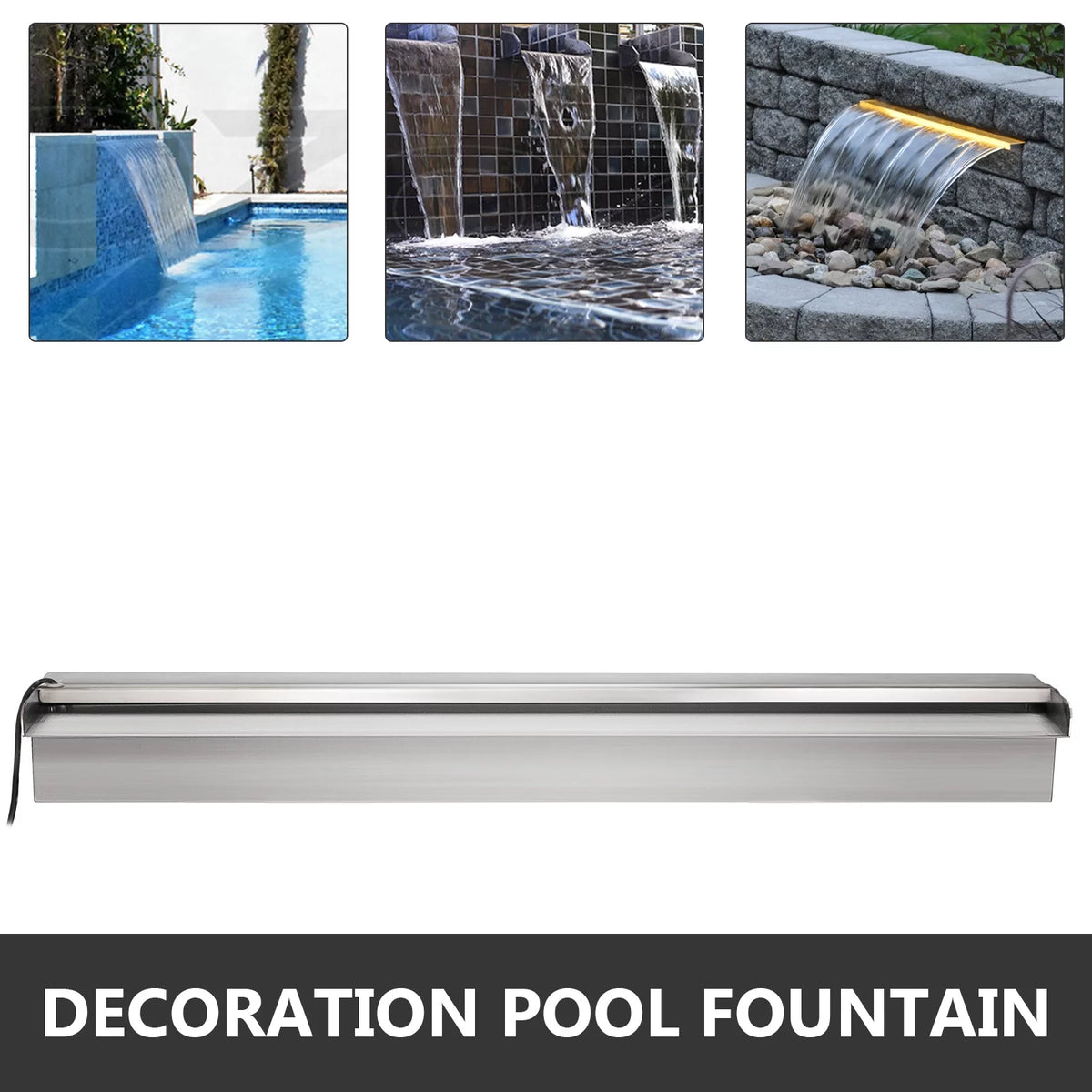 Stainless Steel Pool Waterfall with LED Strip Light P607063
