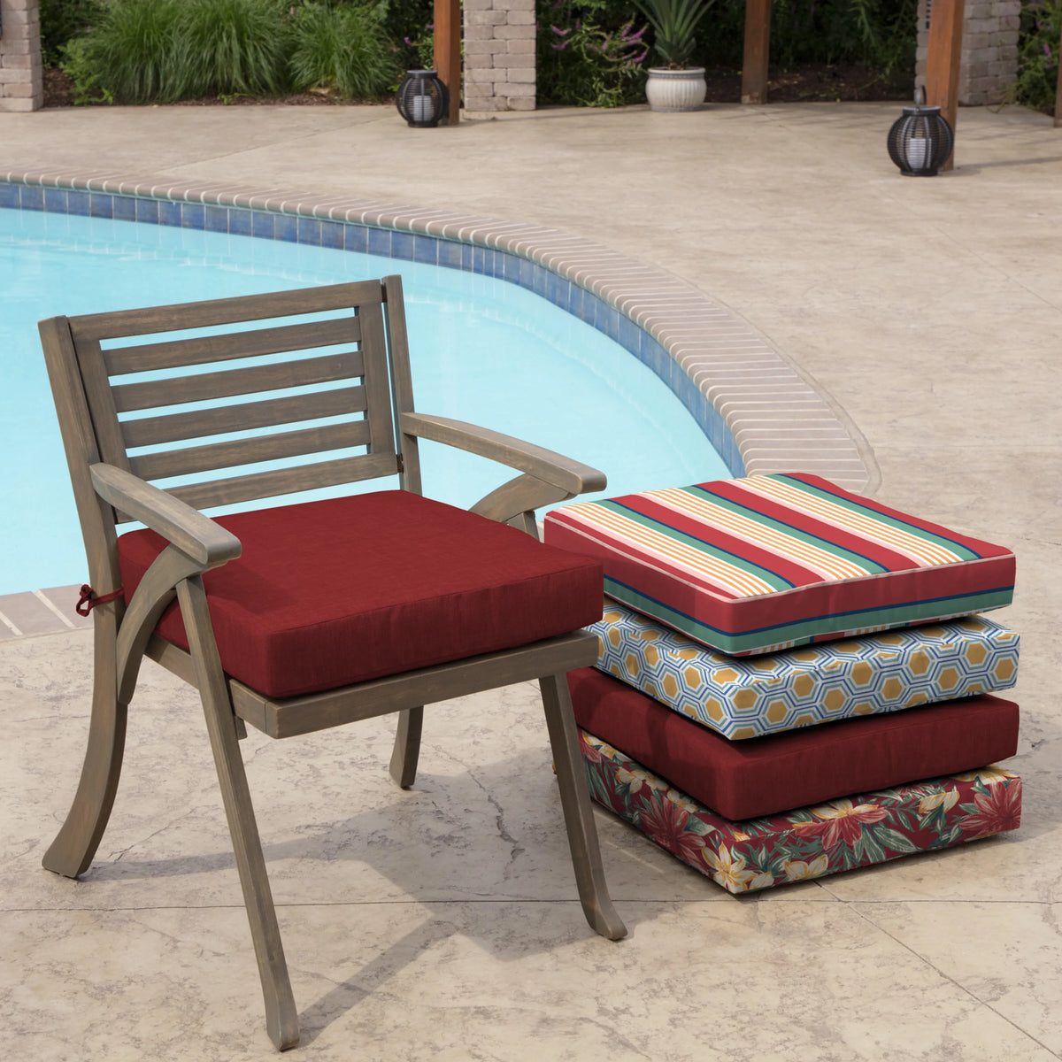 Ruby Red Outdoor Seat Cushion 21 x 21 V125