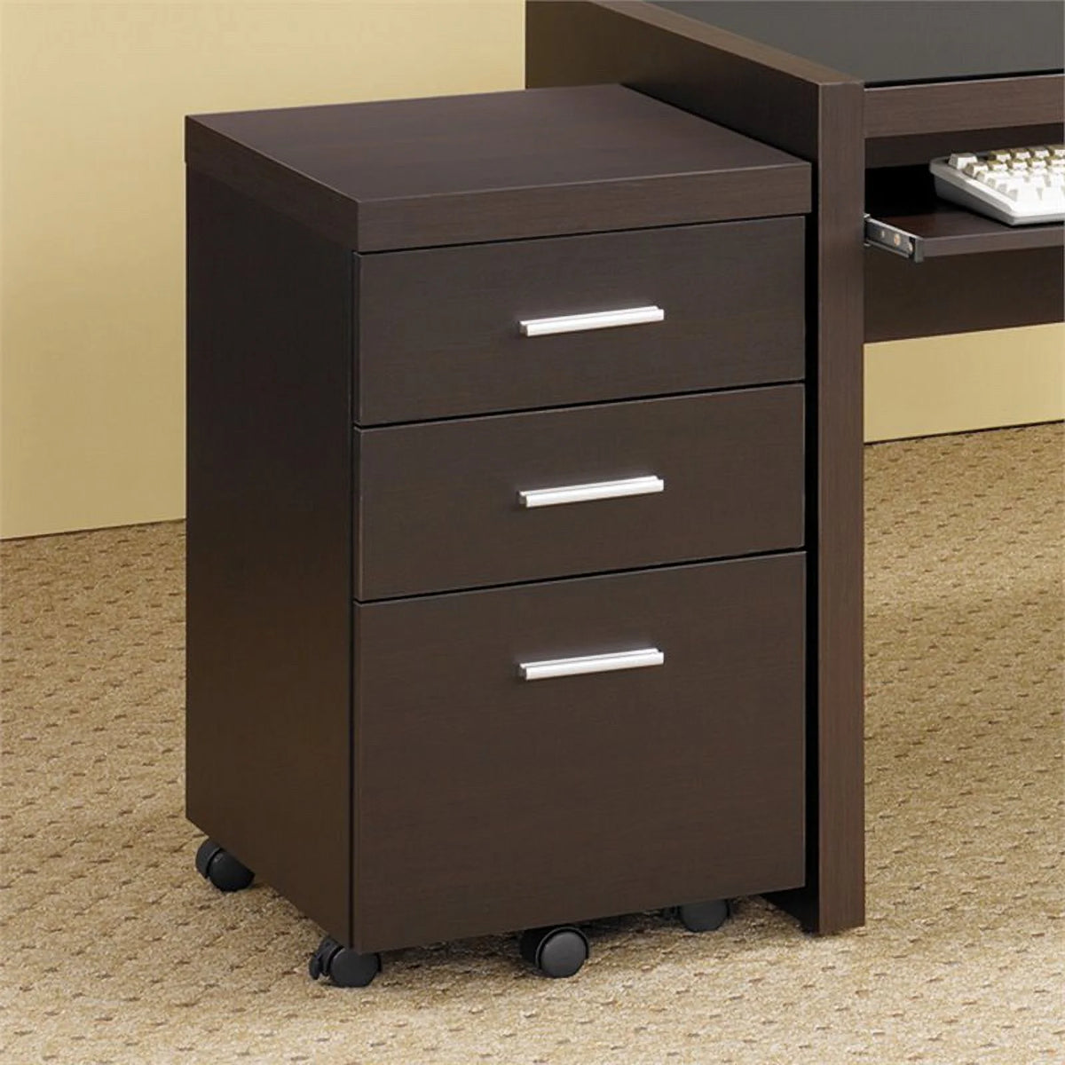 4-Piece Desk Bookcase Office Chair and Mobile File Cabinet Set R18378