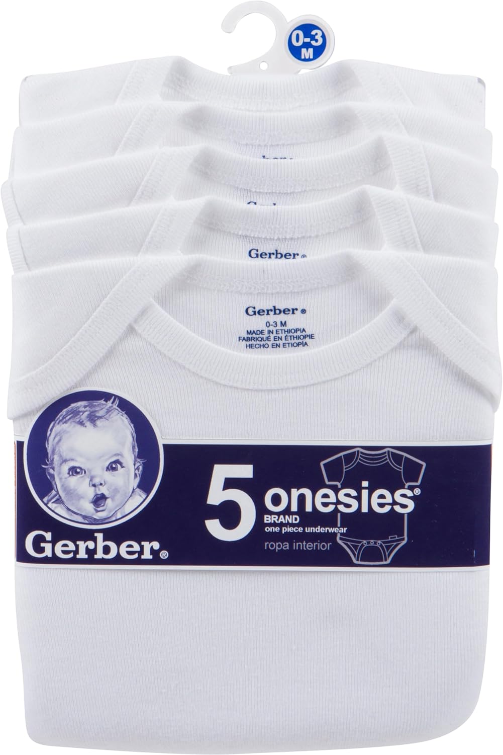 5-Pack White Short Sleeve Onesies Bodysuits L8724