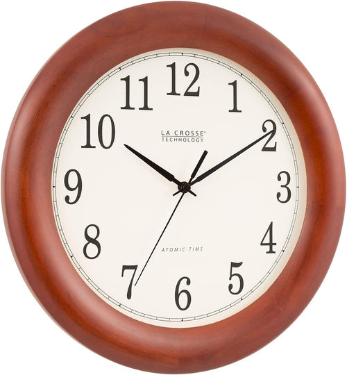 12.5 Inch Cherry Wood Atomic Analog Clock Z992767