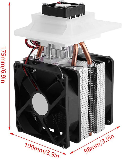 12V Semiconductor Refrigeration Thermoelectric Peltier Air Cooling Dehumidification System Cooler Fan Kit 175x100x98 mm T2864