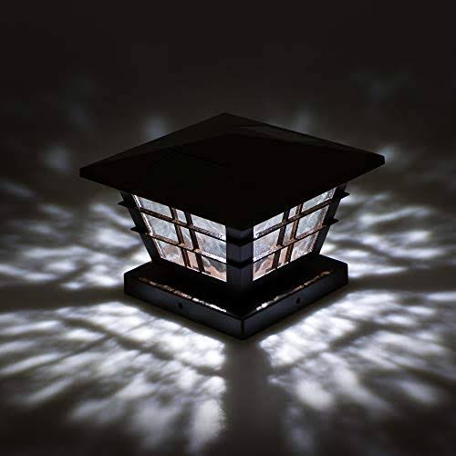 Solar Powered Post Cap Light with Base Adapter Brown 4 Pack E91250