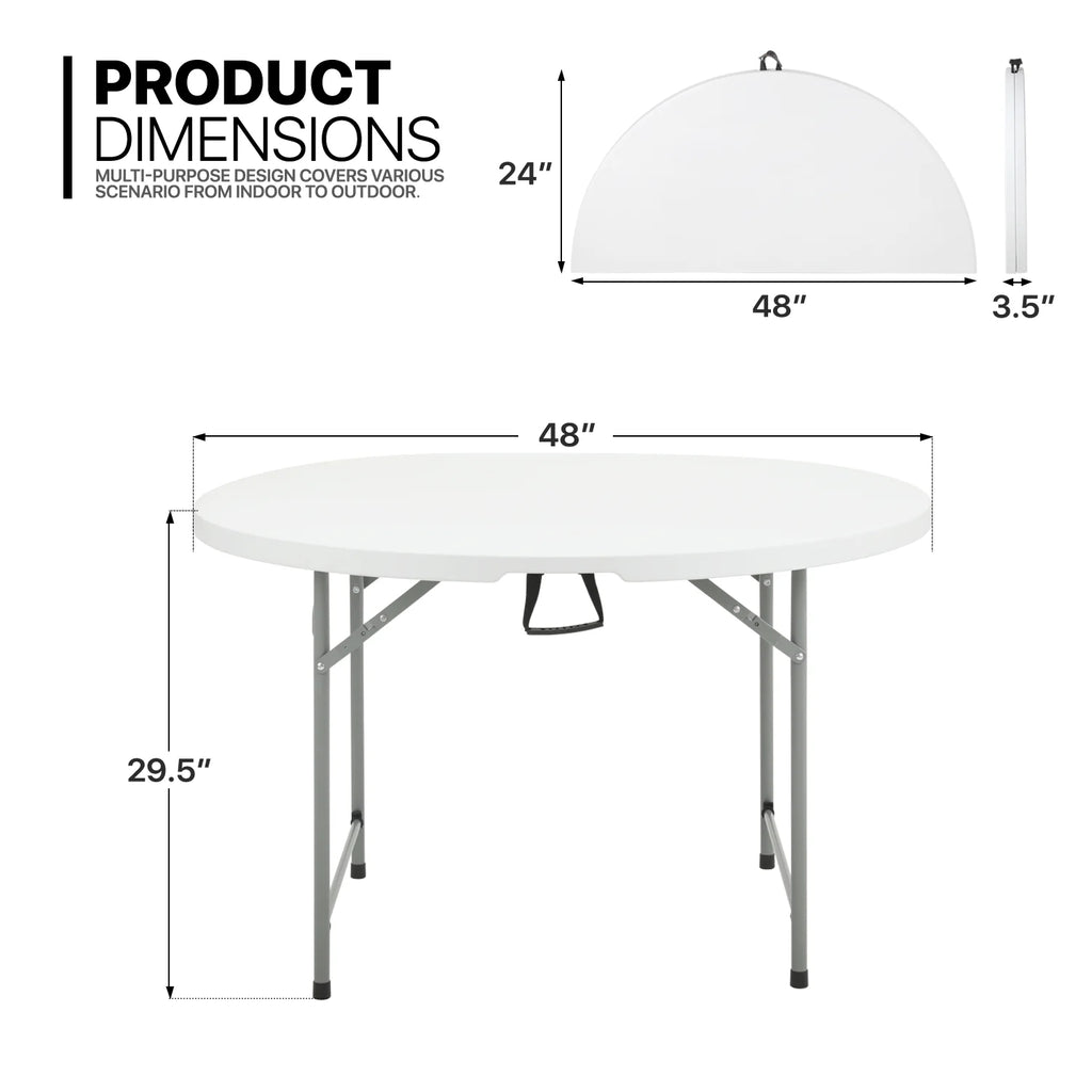 7 Pieces 4 FT Folding Round Table and Chair Set X2731