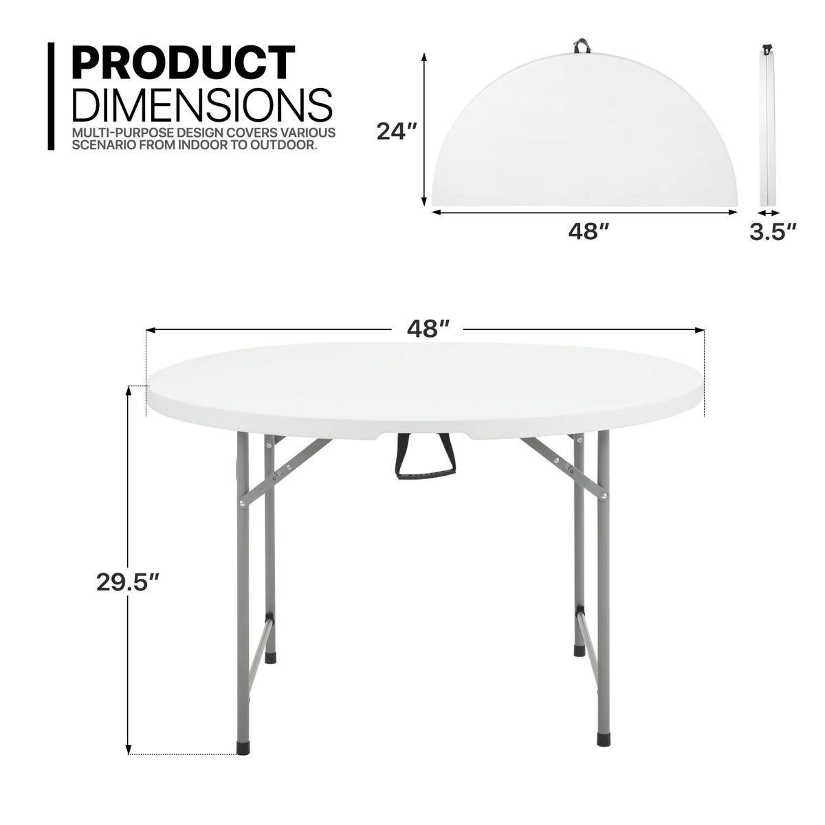7 Pieces 4 FT Folding Round Table and Chair Set X2731