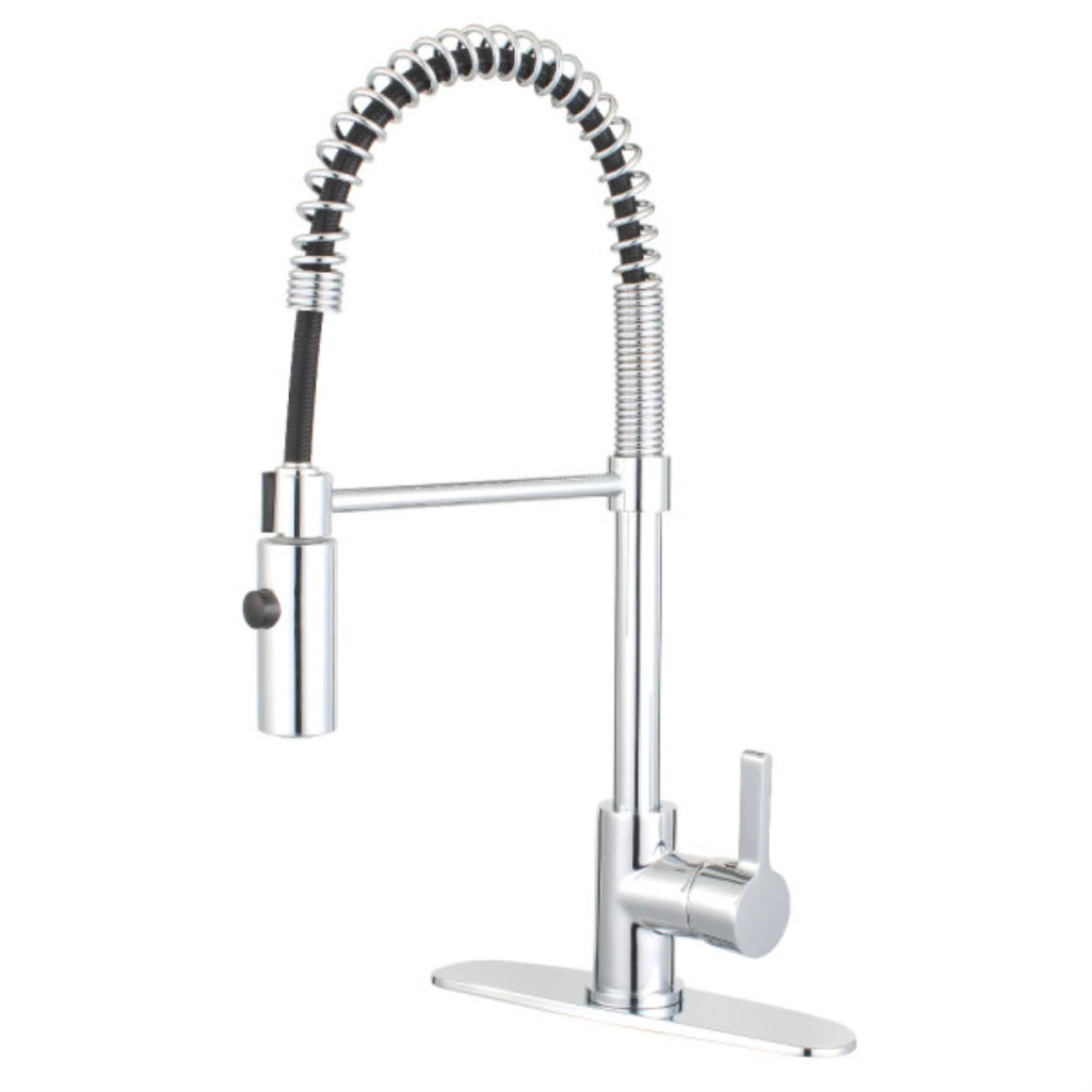 Polished Chrome Kitchen Faucet with Pull-Down Sprayer K401