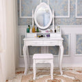 White Vanity Table Set with Mirror and 4 Drawers P113694