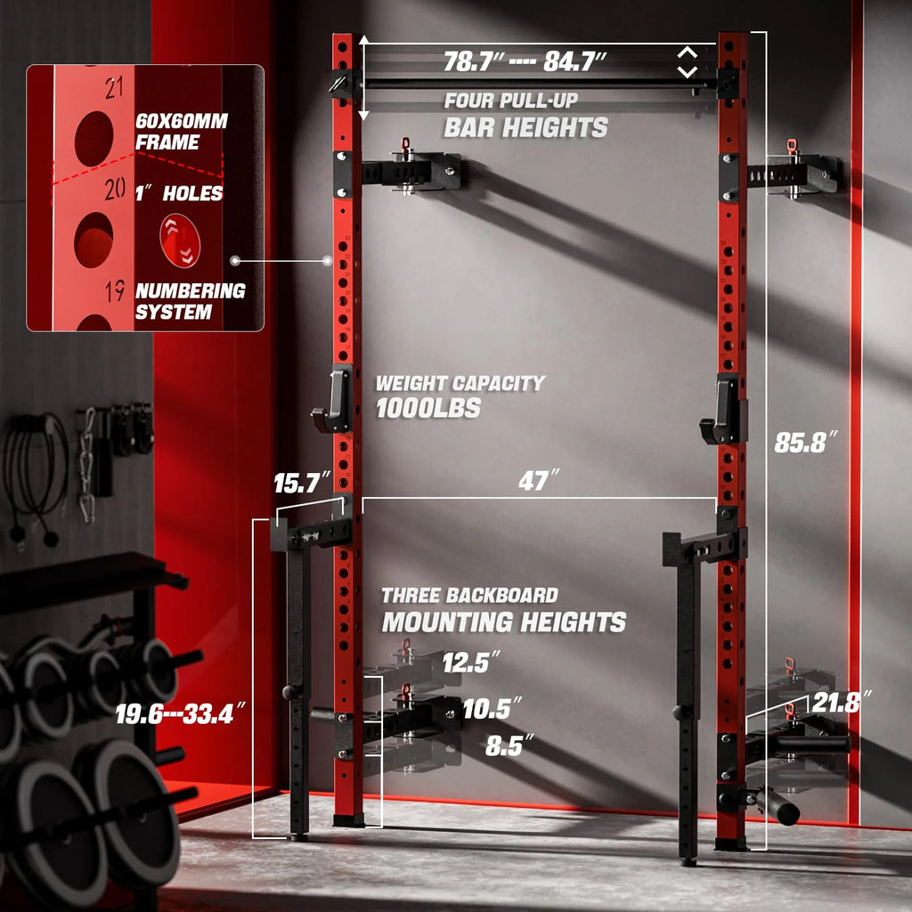 Foldable 1000LBS Capacity Wall Mounted Squat Rack I61655