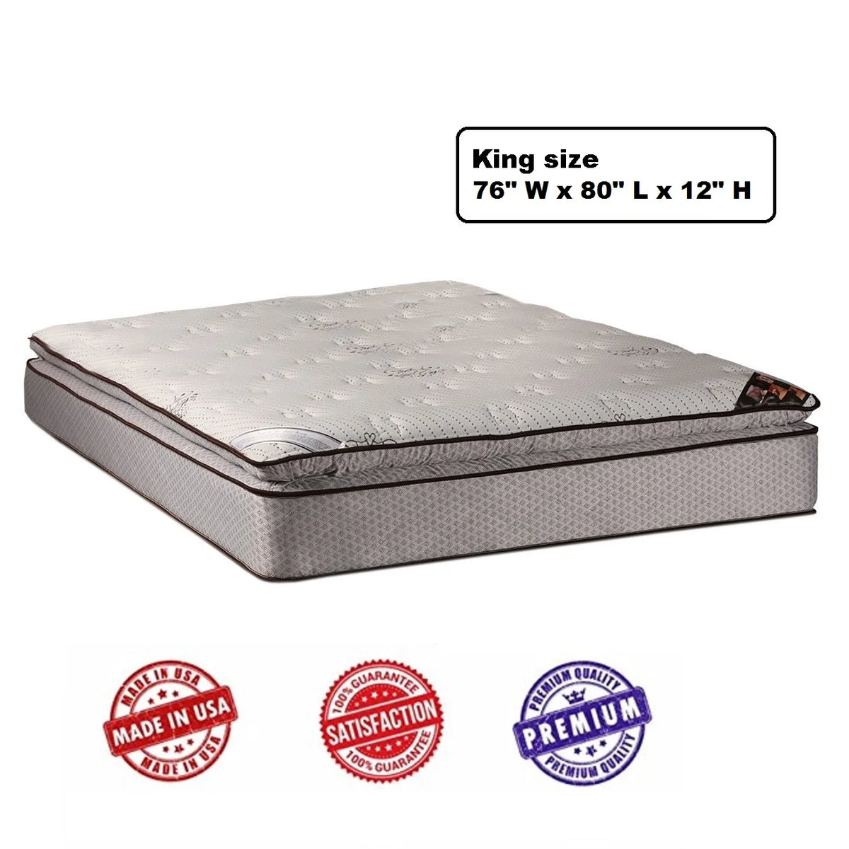 King Size Innerspring PillowTop Mattress with Cover Protector I977