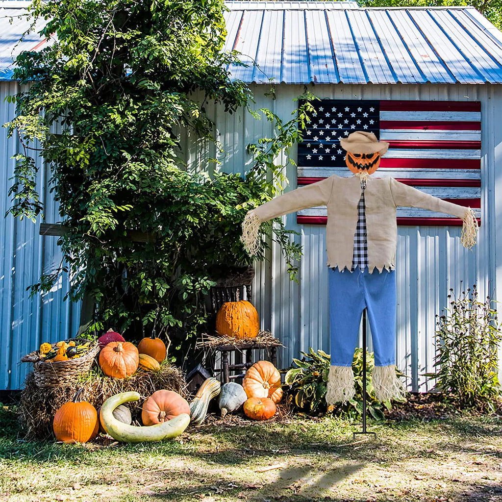 7.5 Feet Halloween Scarecrow Ghost Decorations with Metal Stand A52240