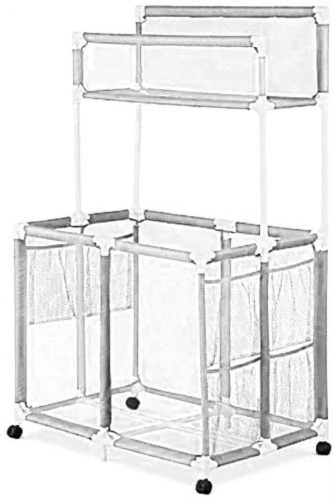 Extra-Large White Mesh Rolling Storage Organizer Bin C33010
