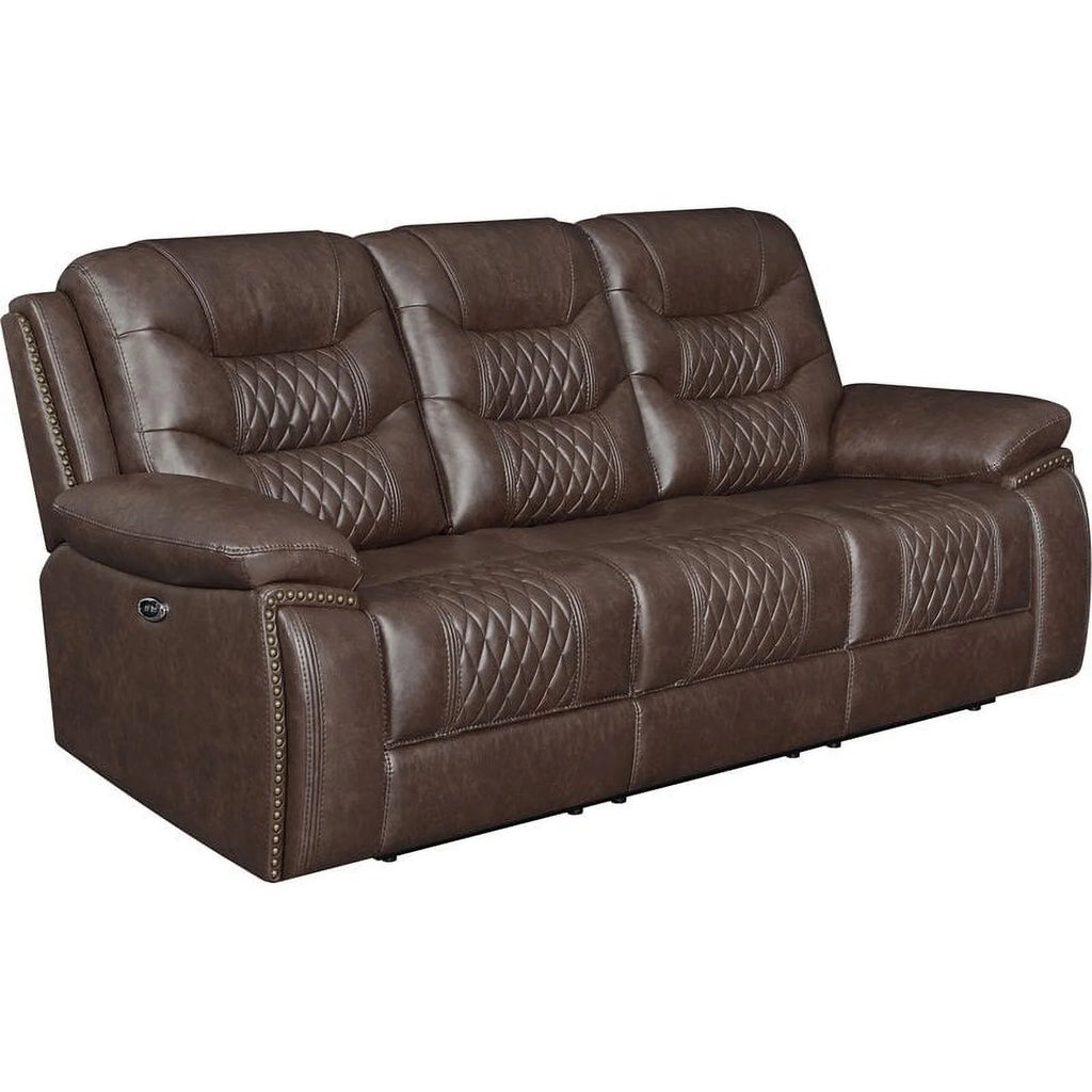 Brown Tufted Upholstered Power Sofa U78686
