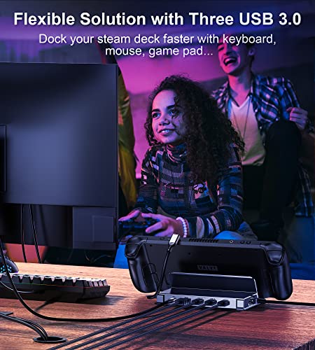 5-in-1 Steam Deck Dock Stand with HDMI 2.0 4K@60Hz, 3 USB-A and USB-C PD Port M784