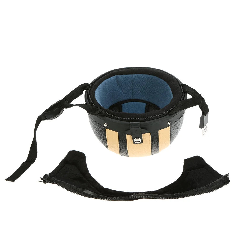 Motorcycle Scooter Open Face Half Leather Helmet with Visor UV Goggles 54-60cm Z69996