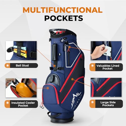 14 Way Dividers Golf Stand Bag Lightweight with Multiple Pockets, Dual Strap and Rain Cover Hood B9351