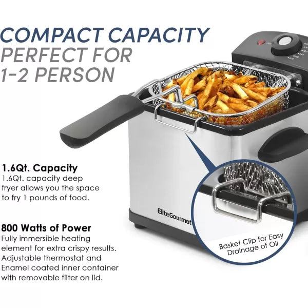 Electric 1.5 Qt. Stainless Steel Deep Fryer S434