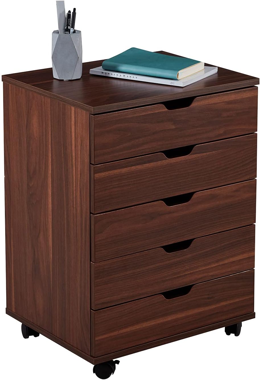 Black 5 Drawer File Cabinet with Casters K762662