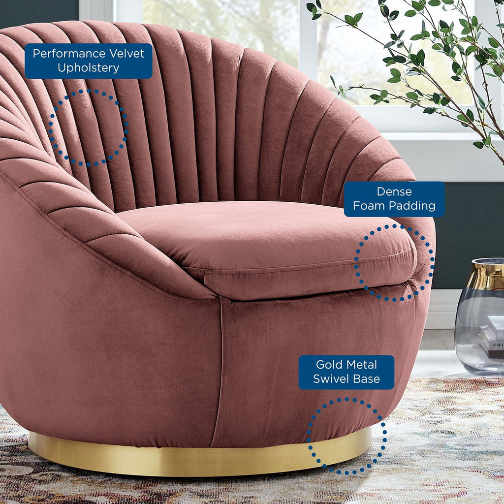 Pink Gold Velvet Swivel Accent Chair Q608373