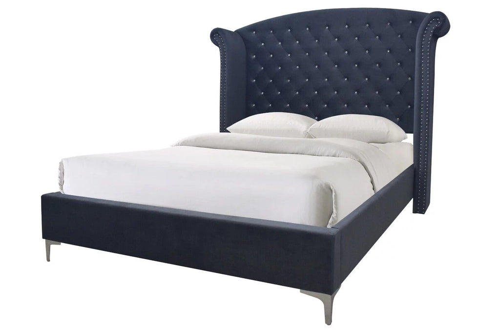 Dark Gray Velvet 3pc King Size Bedroom Set H646