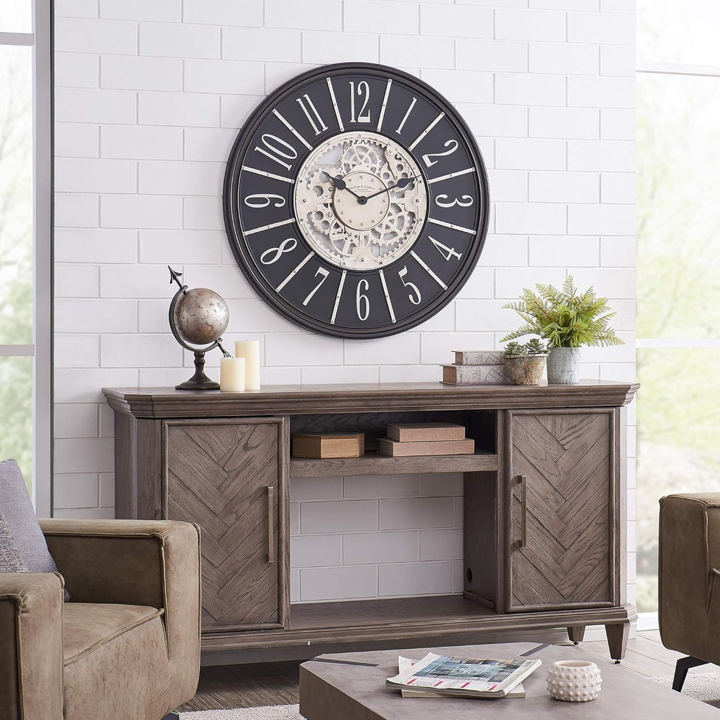 Gray Farmhouse Gears Clock N4974