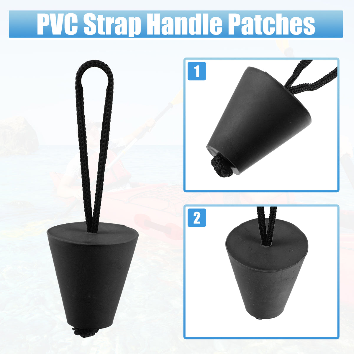 10pcs Black Kayak Scupper Plug with Lanyard E11444