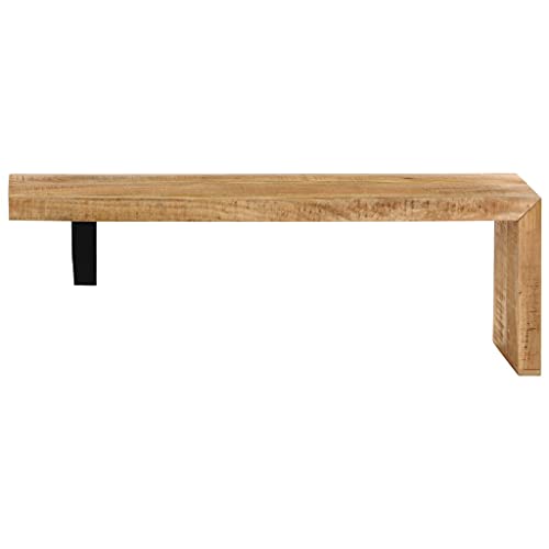 Solid Mango Wood TV Stand with Wrought Iron Legs, 45.3" L x 18" W x 15.7" H W206