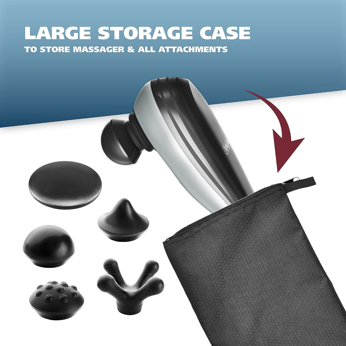 Percussion Handheld Massager with 5 Attachment Heads and Storage Case, Pack of 2 X282693