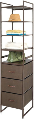 Brown 3 Drawer 5 Shelves Fabric Closet Organizer O730