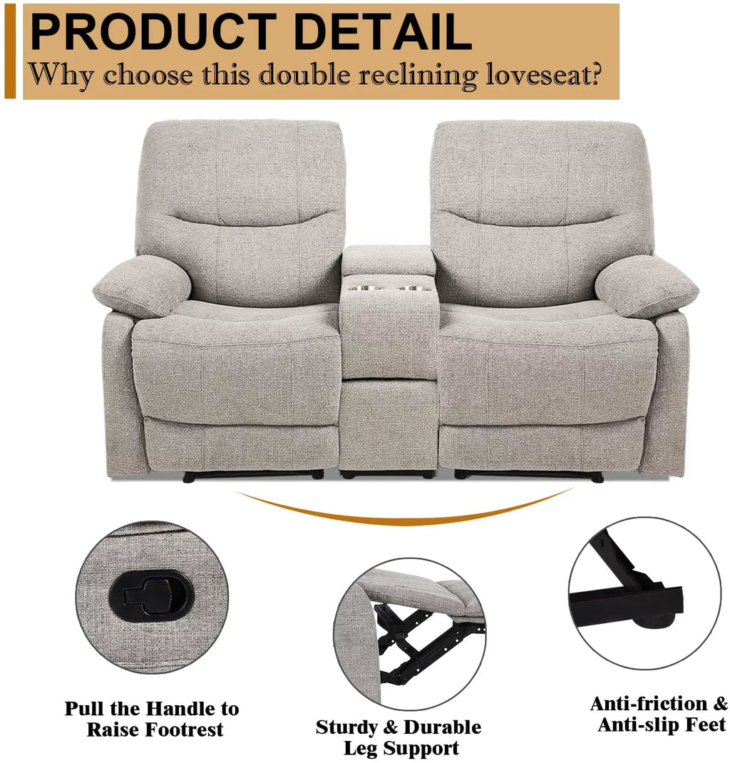 Fabric Double Reclining Loveseat with Console F168567