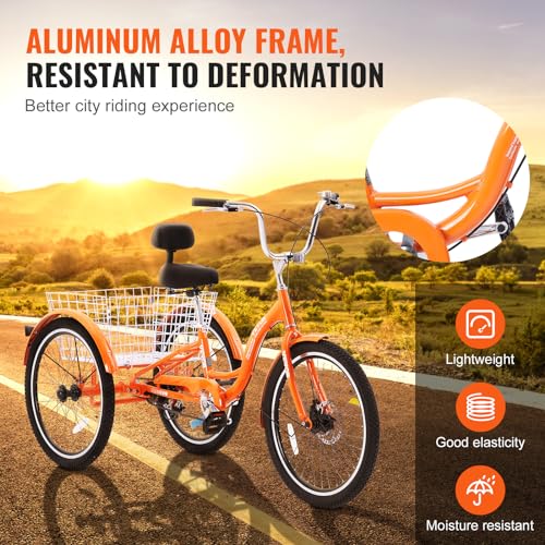 24 Inch Aluminum Alloy Three-Wheeled Tricycle (Orange) W787