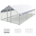 Large Metal Chicken Coop Run with Roosting Perch and Waterproof Roof Cover, 12x9x6.6FT G146147