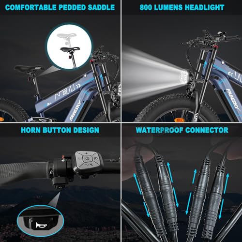 Dual Battery 48V 35AH 2000W 80-155 Miles Electric Bike 26" Fat Tire Full Suspension EBike with Dual Hydraulic Brakes E55336