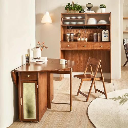 Folding Wood Round Dining Table with Storage Space F486414