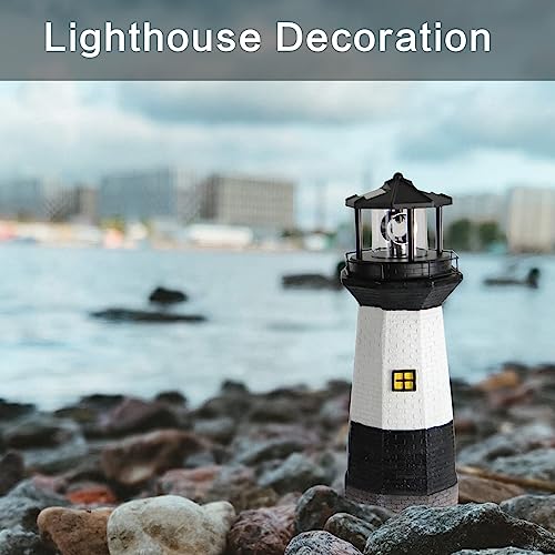 Solar Powered Lighthouse Garden Light with Spinning Light K69402