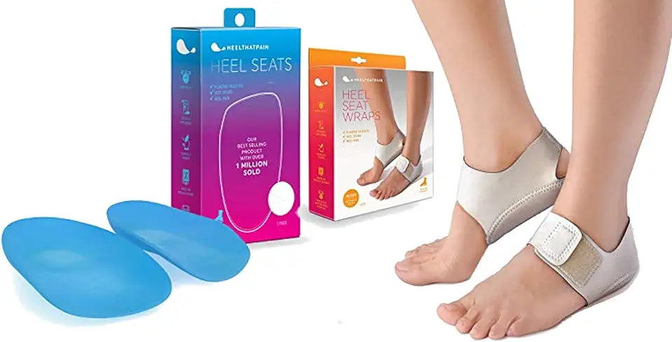 Blue Medium Plantar Fasciitis Insoles and Heel Wraps Y368