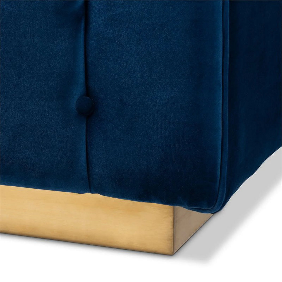 Navy Blue Gold Velvet Upholstered Sofa T5329