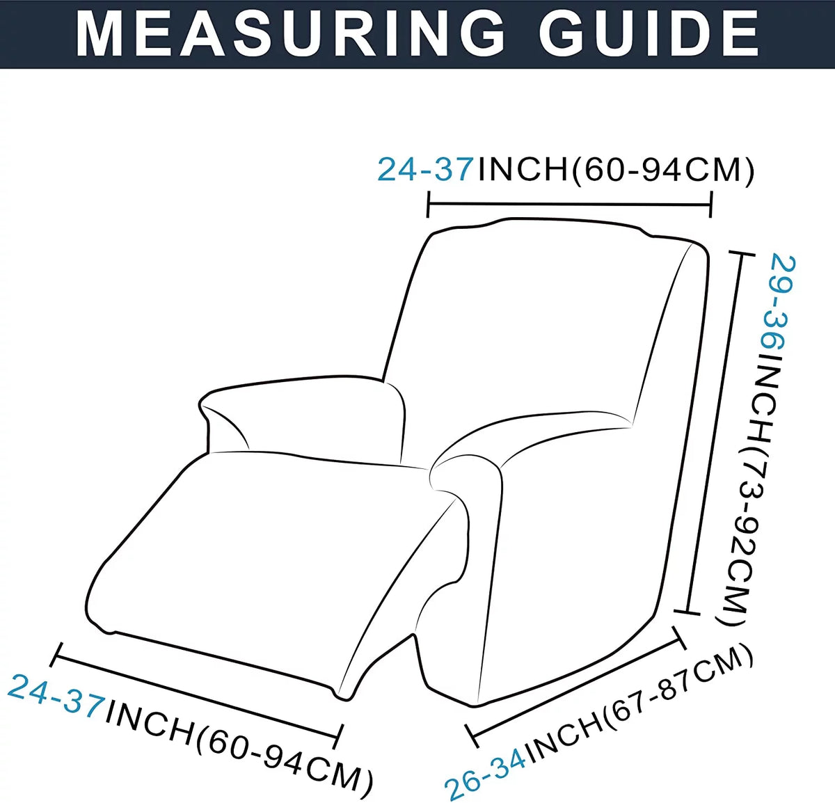 Velvet Oversized Stretch Recliner Sofa Cover 4 Pieces 1 Seat Q131