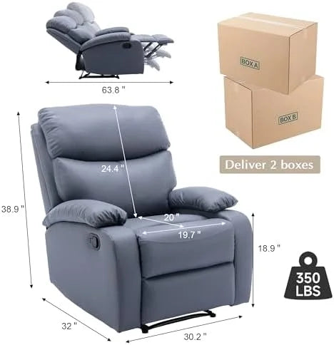 Manual Recliner Chair Dark Gray J383018