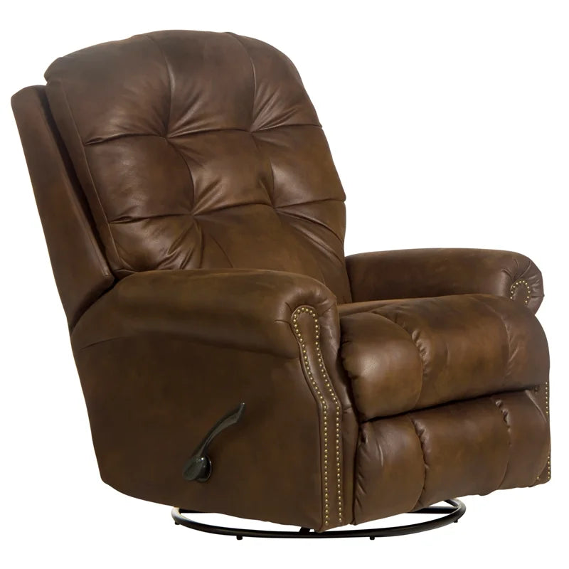 Brown Polyester Swivel Glider Recliner D8688