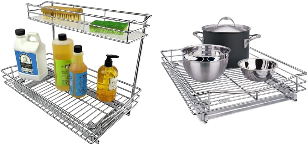 Under Sink Pull Out Two Tier Sliding Shelf H88866