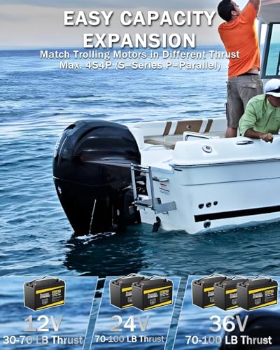 12V 100Ah LiFePO4 Lithium Battery with 100A BMS, 1280Wh Energy Storage, Iron Phosphate 15000 Deep Cycles Marine Battery W486818