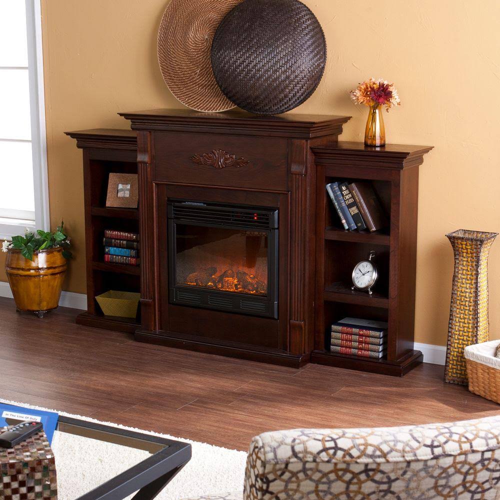 Freestanding Electric Fireplace with Bookcases X86786
