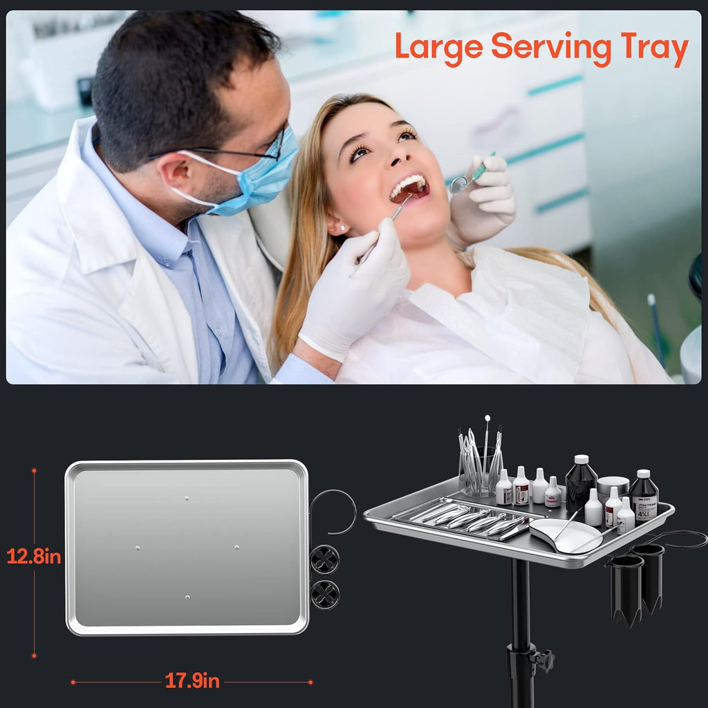 Adjustable Height Aluminum Salon Tray Cart with Accessory Caddy O615